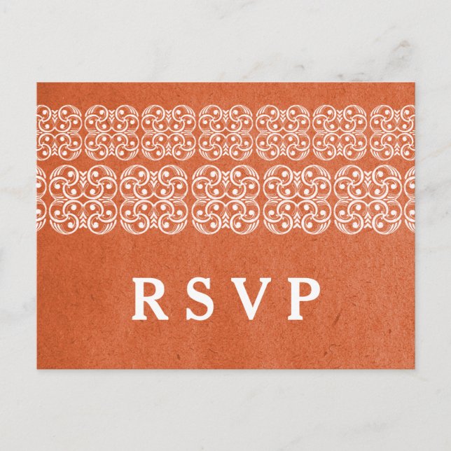Orange Modern Bohemian RSVP Postcard (Front)