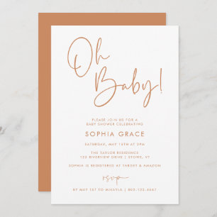 Orange Modern Boho Gender Neutral Baby Shower Invitation