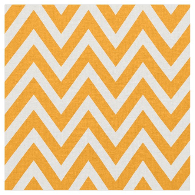 Orange Modern Chevron Stripes Fabric (Close Up)