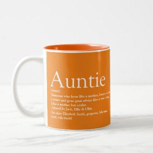 Orange Modern Cool Fun Aunt Auntie Definition Two-Tone Coffee Mug