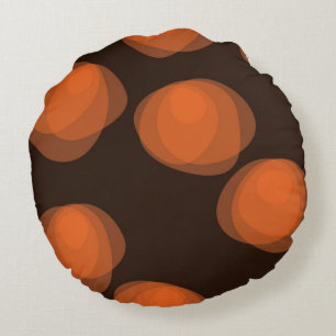 Orange, modern, cool, trendy abstract flowers round cushion