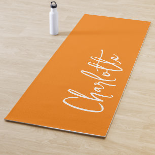 Orange Modern Custom Name Yoga Mat