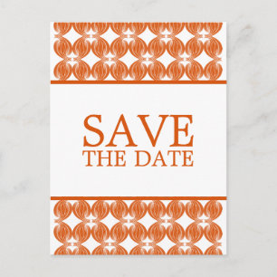 Orange Modern Deco Save the Date Postcard