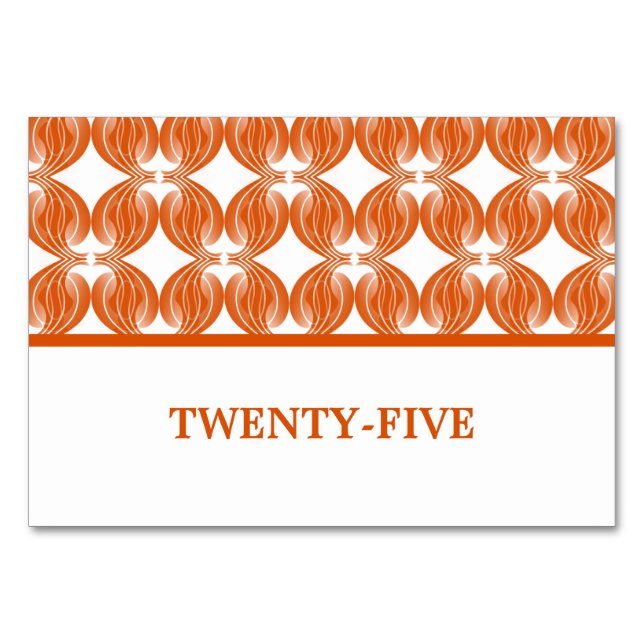 Orange Modern Deco Table Card (Front)
