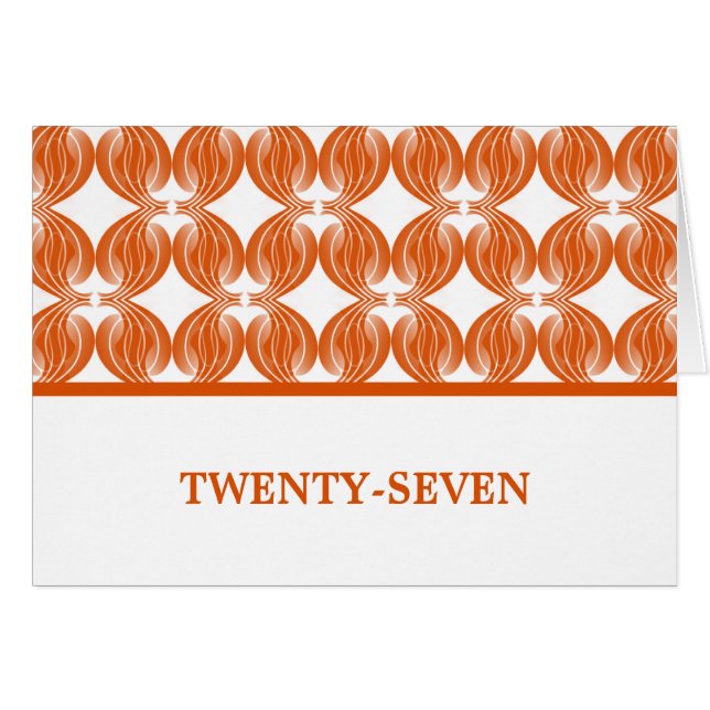 Orange Modern Deco Table Number Card (Front Horizontal)