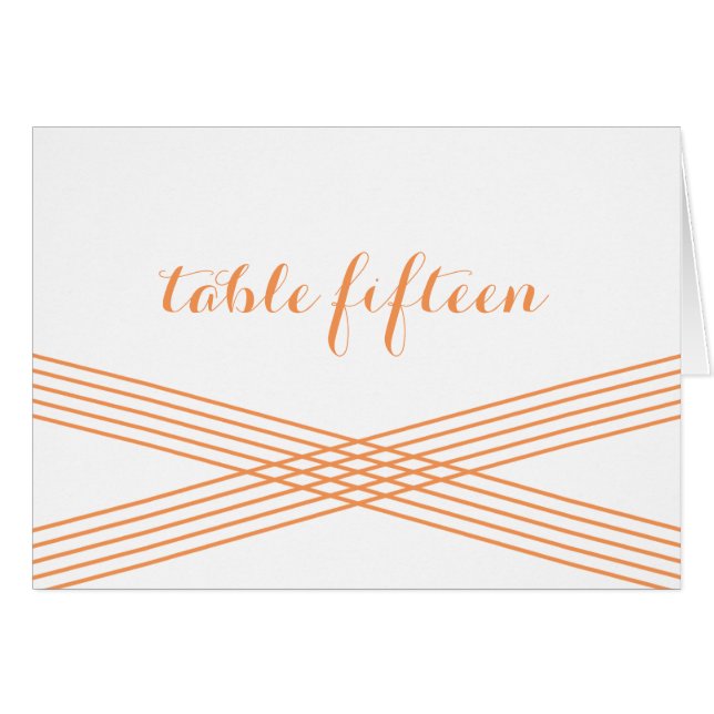 Orange Modern Deco Table Number Card (Front Horizontal)