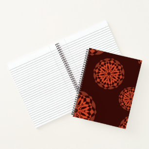 Orange, modern, decorative, geometric flowers notebook