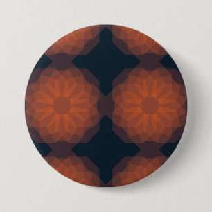 Orange, modern geometric flower abstraction 7.5 cm round badge