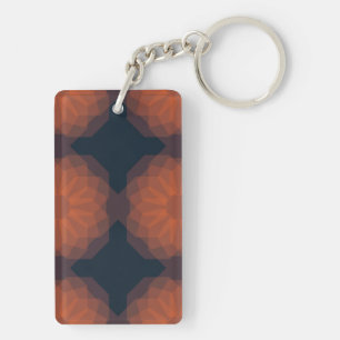 Orange, modern geometric flower abstraction key ring