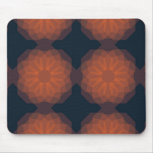 Orange, modern geometric flower abstraction mouse mat