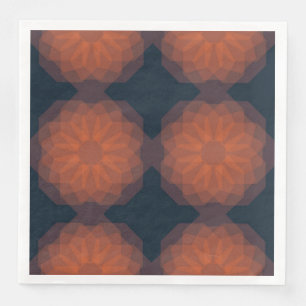 Orange, modern geometric flower abstraction napkin