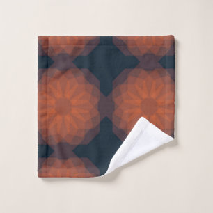 Orange, modern geometric flower abstraction wash cloth