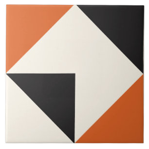 Orange Modern Geometric Shape Pattern Tile