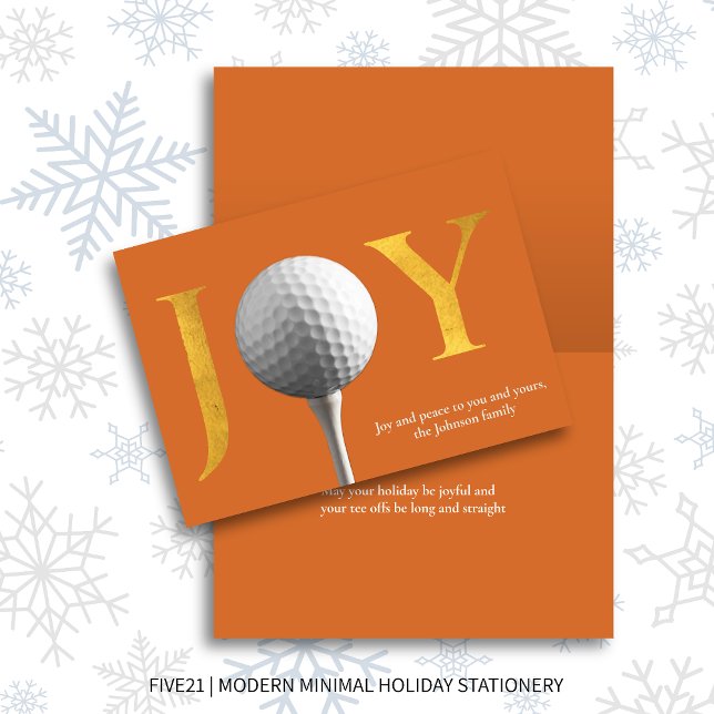 Orange Modern Golf Joy & Peace Folded Christmas Holiday Card (Creator Uploaded)