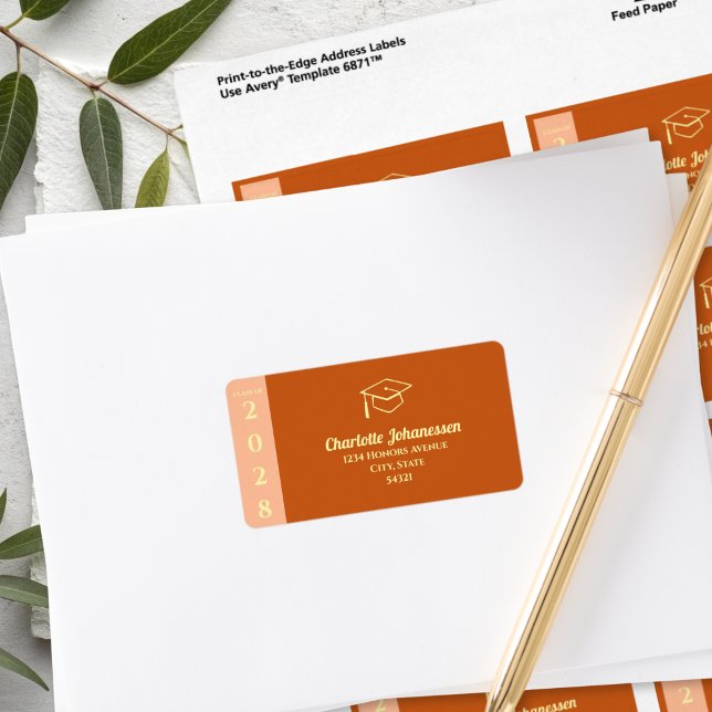 Orange Modern Graduation Mailing Address Label (Creator Uploaded)