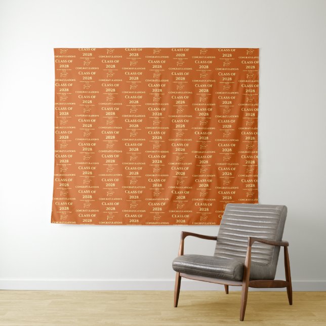 Orange Modern Graduation Step and Repeat Tapestry (In Situ (Horizontal))