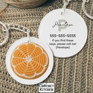 Orange Modern Minimal Fresh Crochet Orange Slice Key Ring
