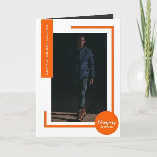 Orange Modern Photo Graduation Invitation (Front)