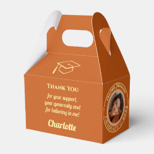 Orange Modern Photo Graduation Party Thank You Favour Box