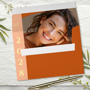 Orange Modern Photo Graduation Return Envelope