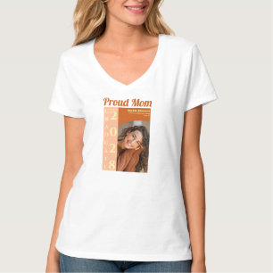 Orange Modern Photo Proud Mom Graduation T-Shirt