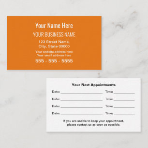 Orange Modern Professional Appointment Card