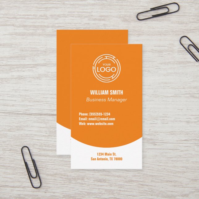 Orange Modern Professional Business Card (Front/Back In Situ)