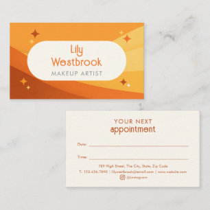 Orange Modern Retro Groovy Wavy Boho Vintage Appointment Card