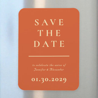 Orange Modern Save the Date Magnet