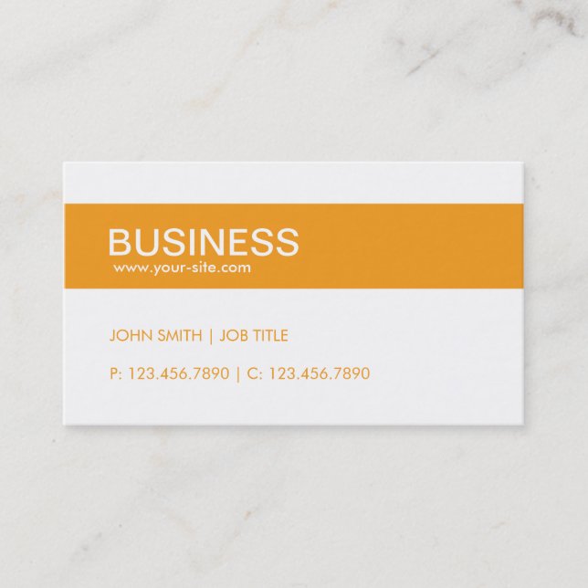 Orange Modern Stylish Classy Plain Simple Business Card (Front)