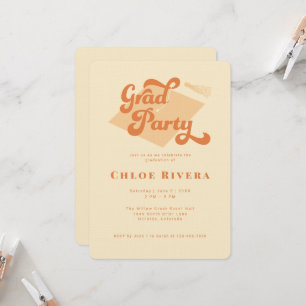 Orange Modern Tassel Grad Party Invitation