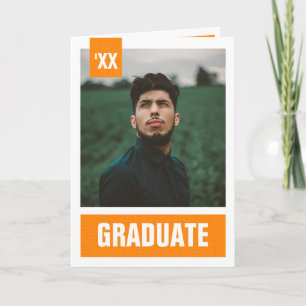 Orange Modern Textured Photo Graduation Invitation