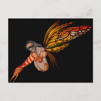 Orange Monarch Butterfly 3D Pixie - Fairy 2 Postcard