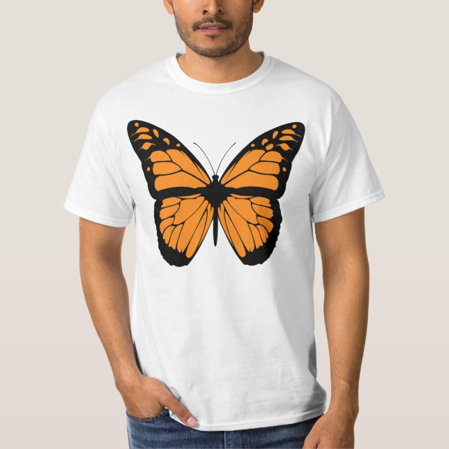 Orange Monarch Butterfly Illustration T-Shirt (Front)