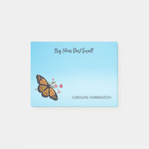 Orange Monarch Butterfly Sky Blue Inspirational Post-it Notes