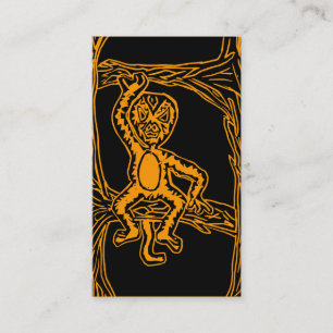 orange monkey woodprint business card