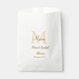 Orange monogram bridal shower add name modern simp favour bags