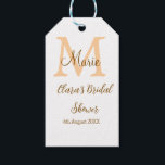 Orange monogram bridal shower add name modern simp gift tags<br><div class="desc">beautiful design</div>