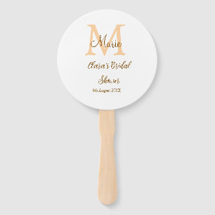 Orange monogram bridal shower add name modern simp hand fan