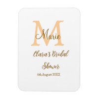 Orange monogram bridal shower add name modern simp