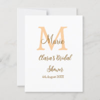 Orange monogram bridal shower add name modern simp