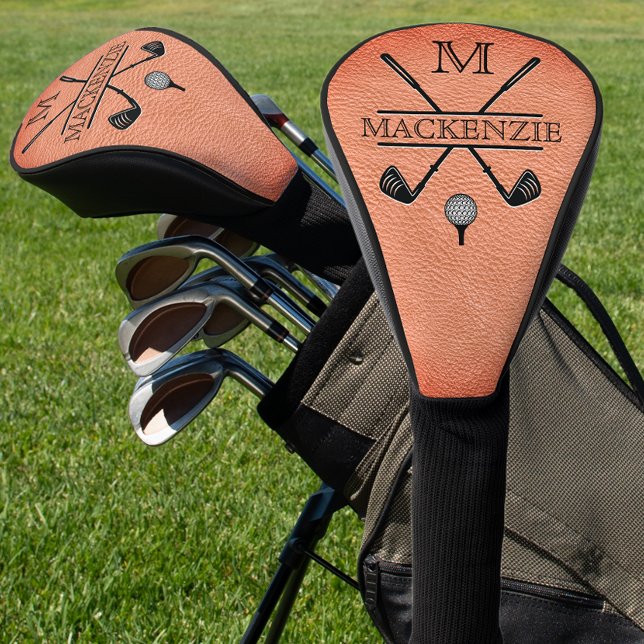 Orange Monogram Initial Name  Golf Head Cover (Creator Uploaded)