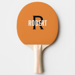 Orange monogram name ping pong paddle