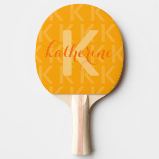 Orange Monogram Pattern with Name Ping Pong Paddle