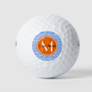 Orange Monogram Personalised Name Blue Owls Golf Balls