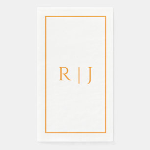 Orange Monogram Spring Summer Elegant Wedding Napkin