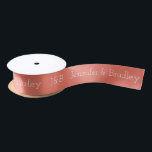 Orange Monogram Wedding Custom Name Personalised Satin Ribbon<br><div class="desc">This custom design features a simple monogram on the left with personalised names next to it in white text on an orange background. Personalised by editing the text in the text boxes</div>