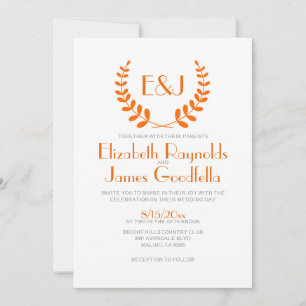 Orange Monogram Wedding Invitations