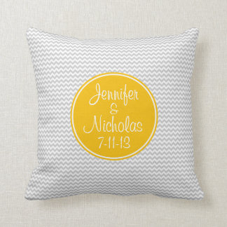 Orange Monogram with Grey Chevron Pillow