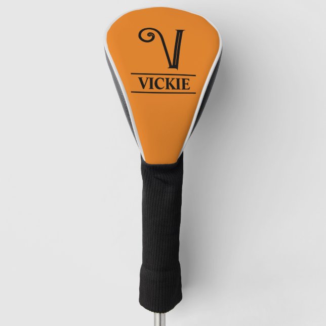 Orange Monogrammed Golf Head Cover (Front)